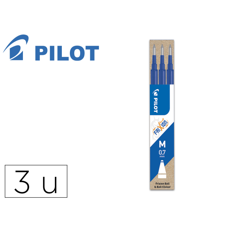 Recambio boligrafo pilot frixion ball azul caja de 3 unidades