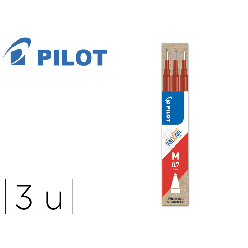 Recambio boligrafo pilot frixion ball rojo caja de 3 unidades