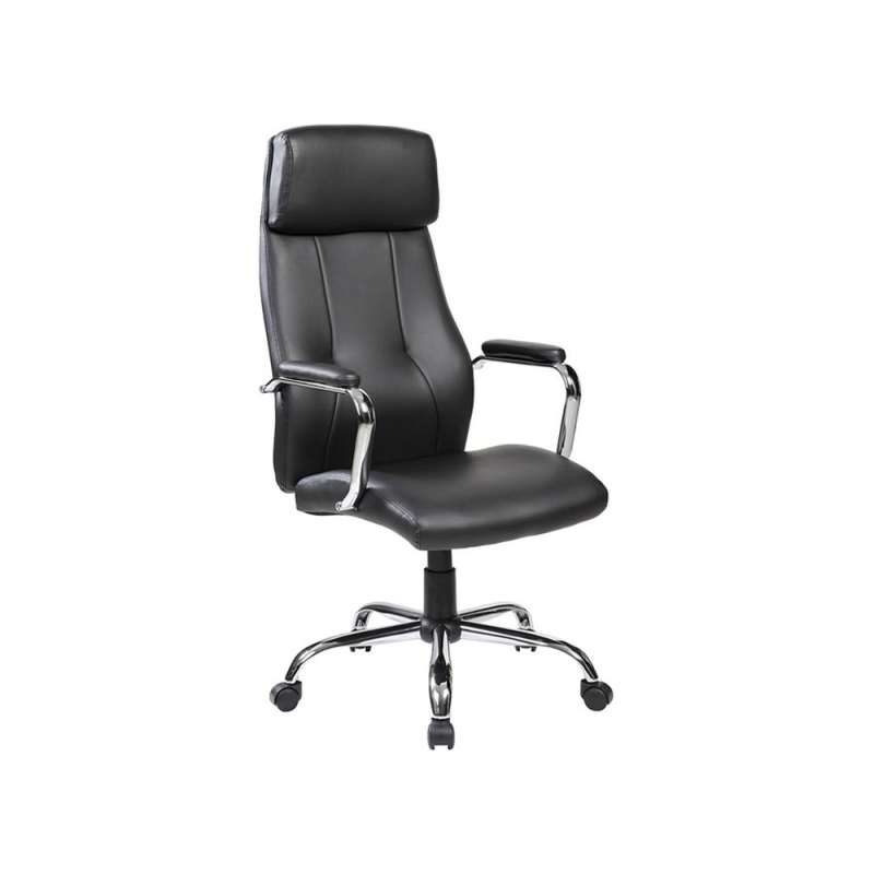 Silla rocada direccion simil piel con brazos metalicos sistema basculante 1180x530 mm