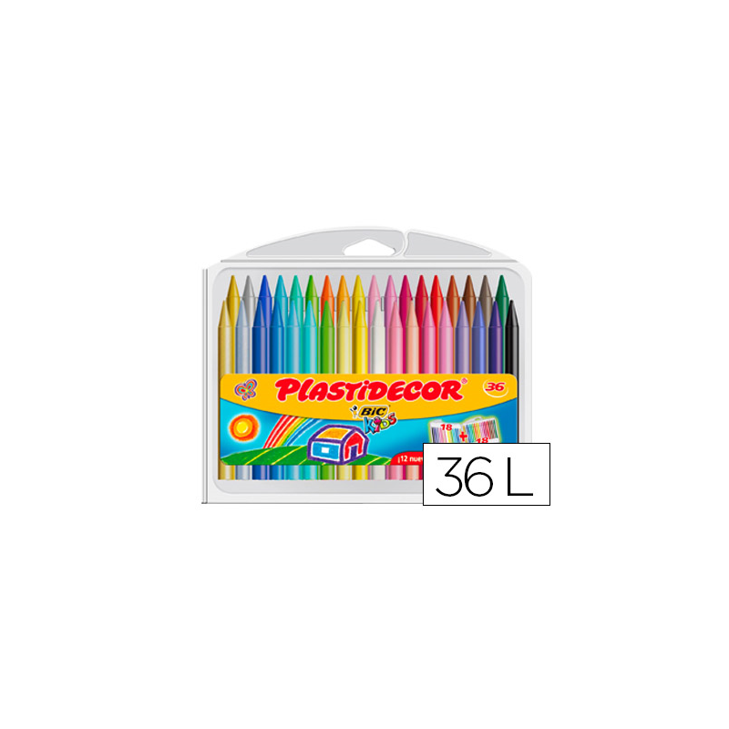 Lapices cera plastidecor caja de 36 colores surtidos