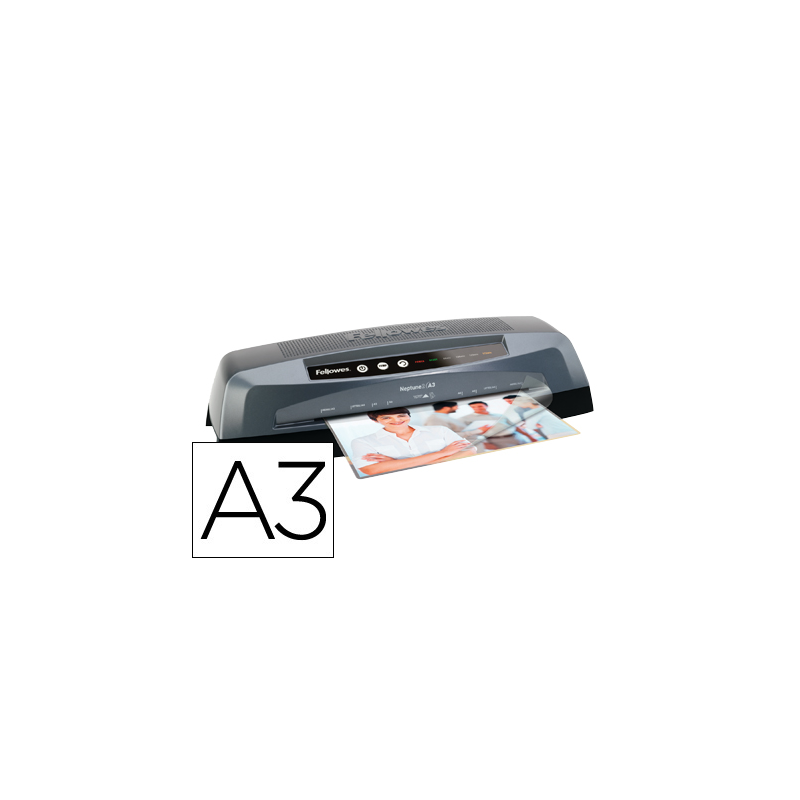 Plastificadora fellowes neptuno din a3 de 4 rodillos frio y caliente hasta 175 mc 570x125x180mm