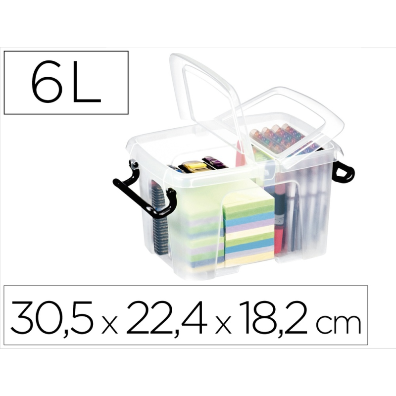 Contenedor plastico cep 6 litros 305x224x182 mm transparente con tapa y cierre hermetico