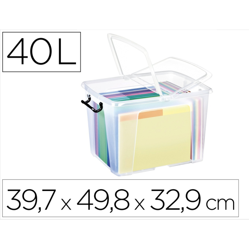 Contenedor plastico cep 40 litros 397x498x329 mm transparente con tapa y cierre hermetico