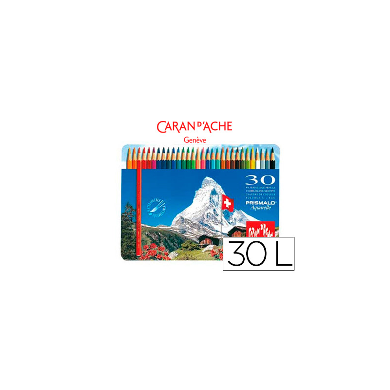 Lapices de colores caran d'ache acuarelables caja metalica de 30 colores surtidos