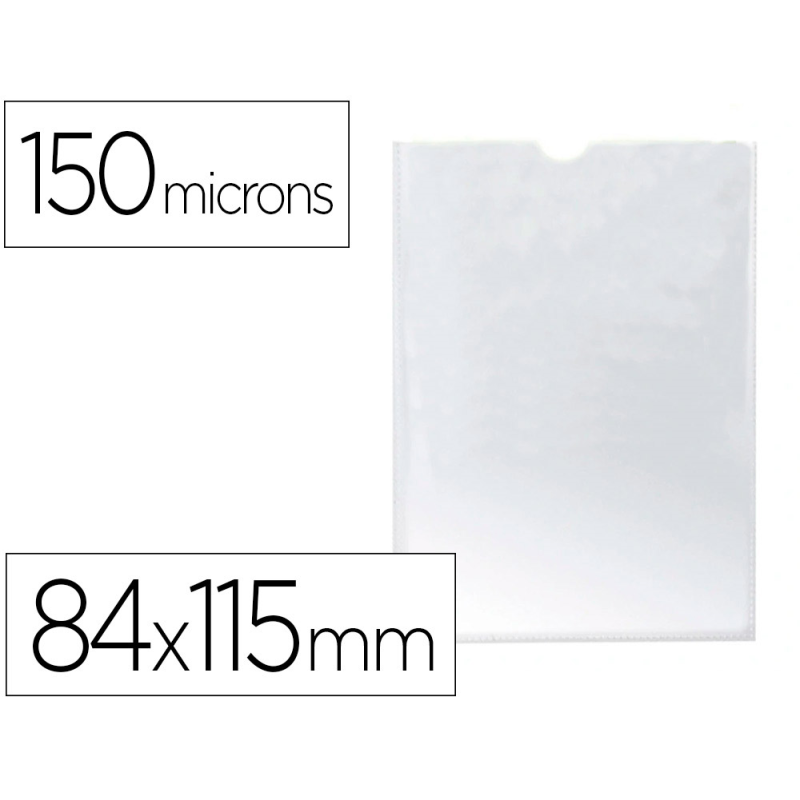 Funda portadocumento q-connect din a7 150 micras pvc transparente con uñero 84x115 mm