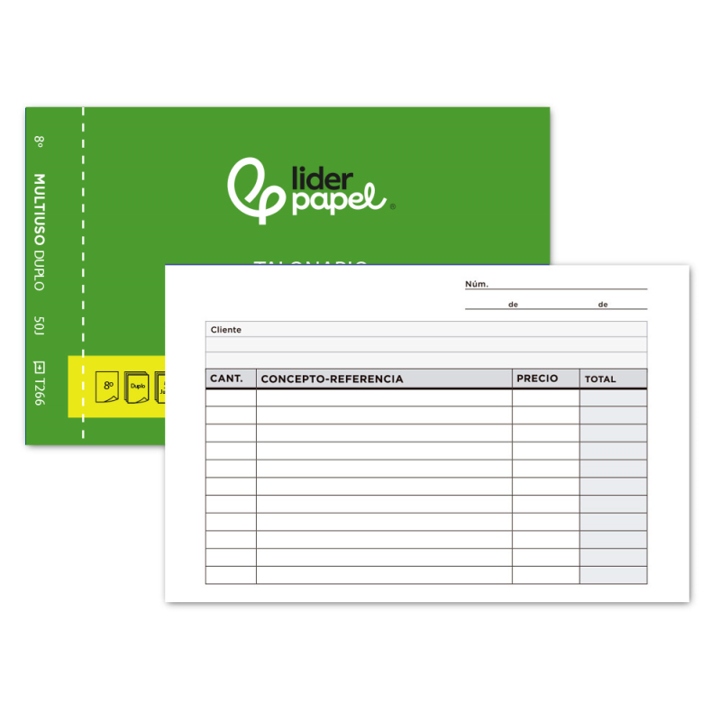 Talonario liderpapel multiusos octavo duplicado apaisado