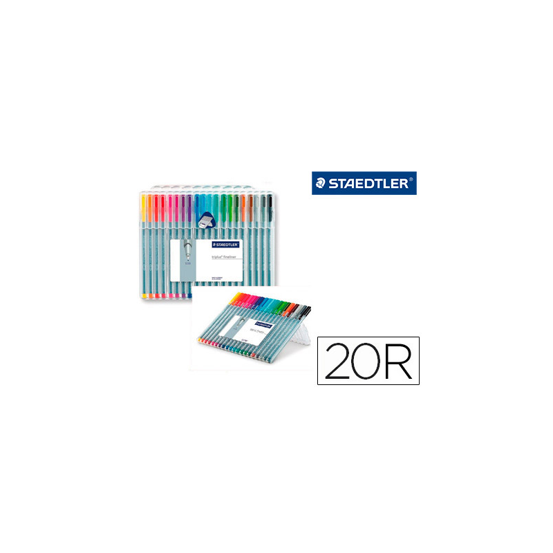 Rotulador staedtler triplus fineliner 334 estuche de 20 unidades colores surtidos (14+6 gratis)
