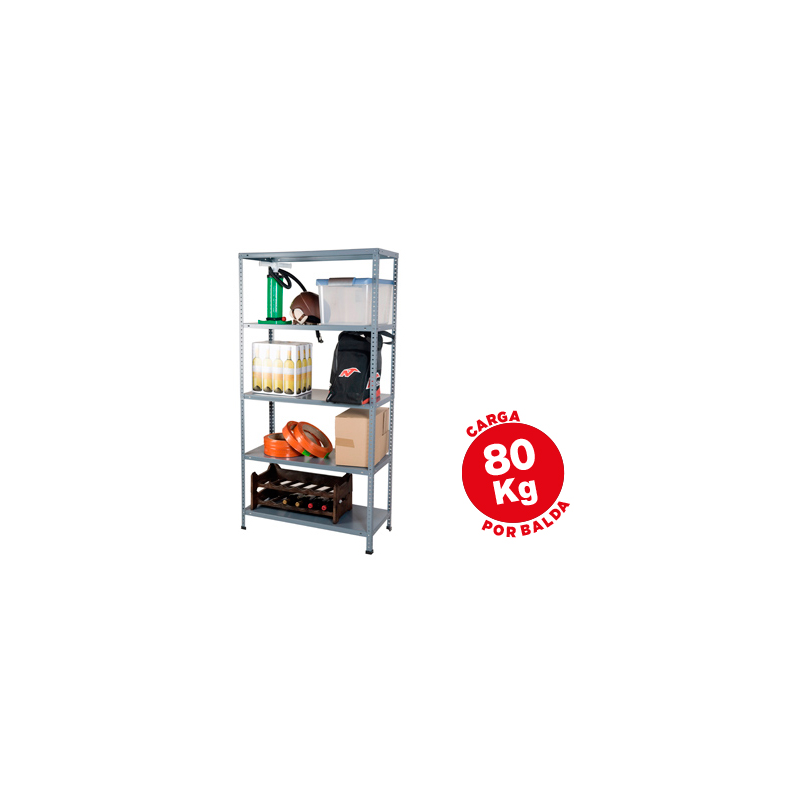 Estanteria metalica ar storage 180x90x40 cm 5 estantes 80 kg por estante color gris