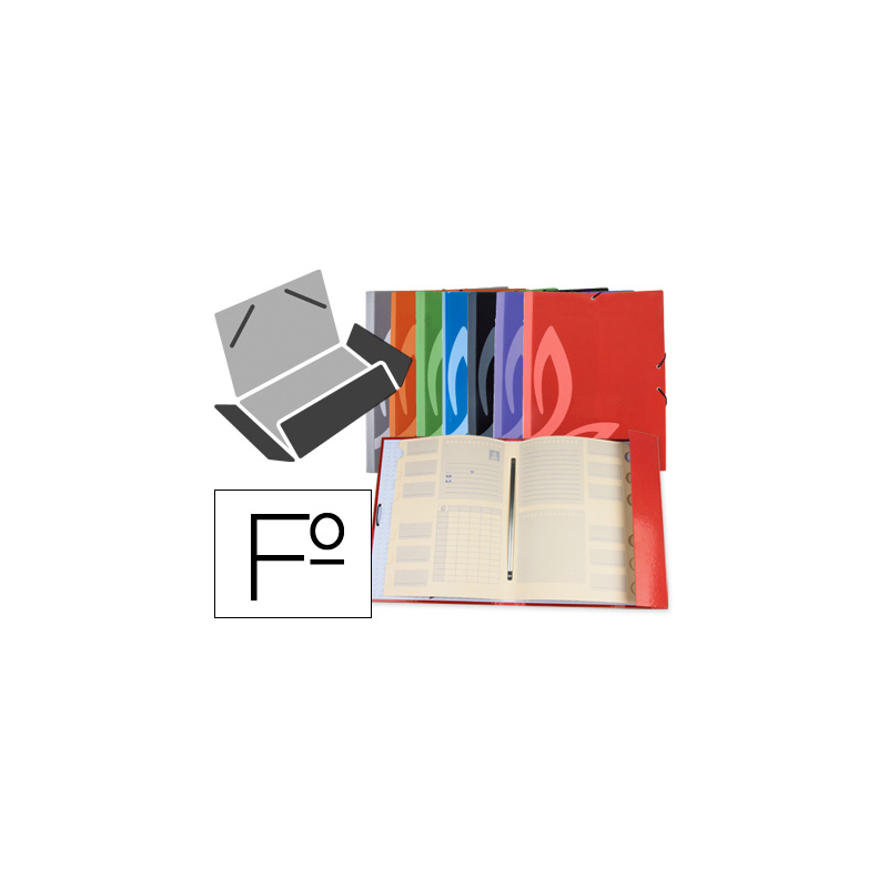 Carpeta liderpapel gomas carton forrado clasificadora folio 7 colores surtidos