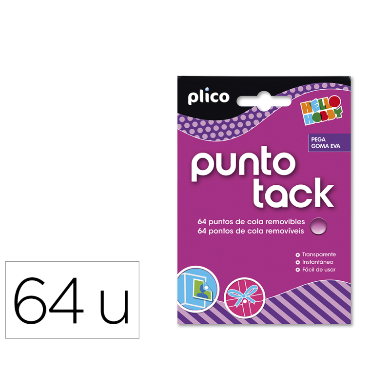 Sujetacosa masilla punto tack de cola removible blister de 64 unidades
