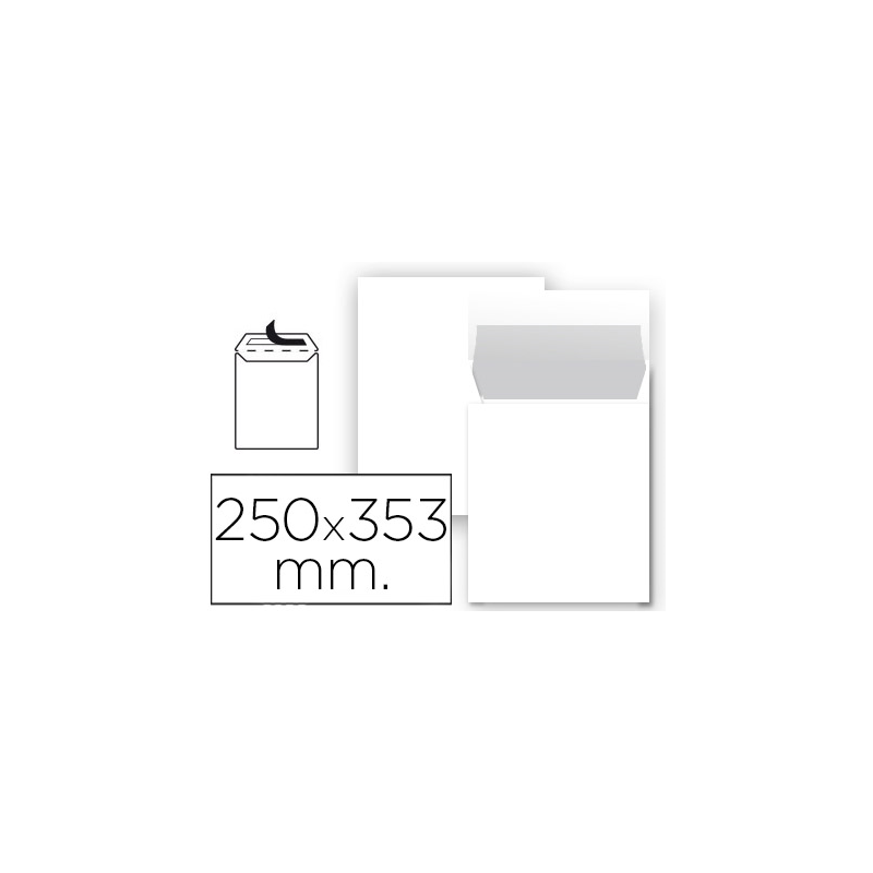 Sobre liderpapel bolsa n 10 blanco folio prolongado 250x353 mm tira de silicona paquete de 25 unidades
