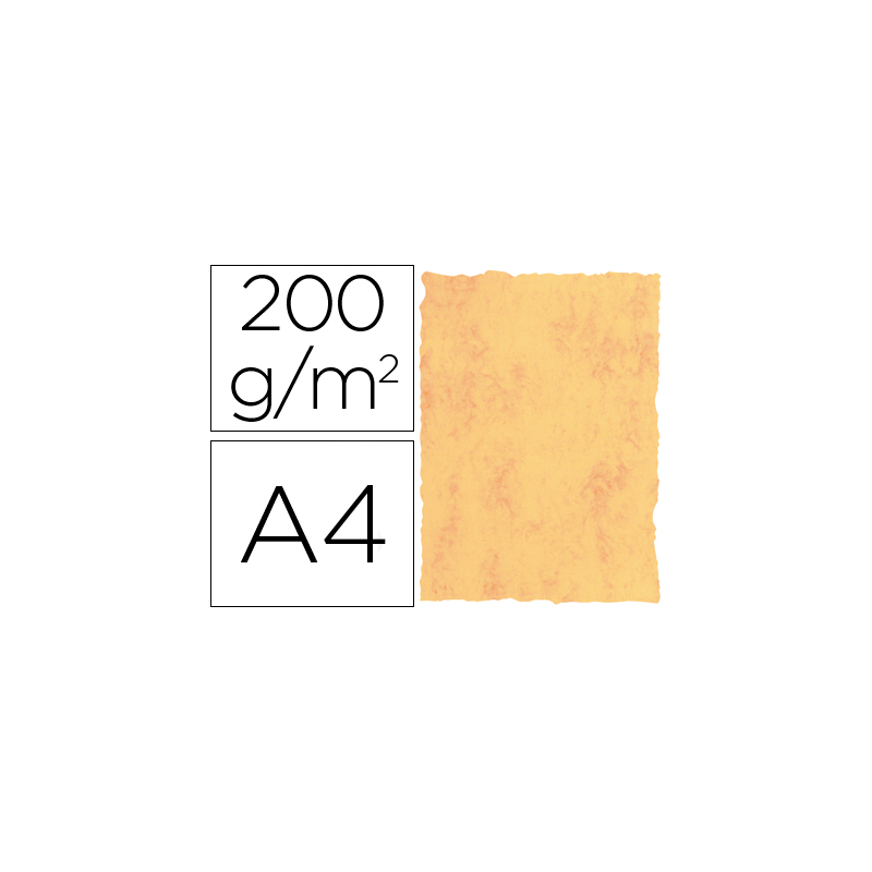 Papel pergamino din a4 200 gr color marmol amarillo paquete de 25 hojas