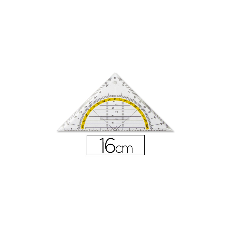 Escuadra liderpapel geometria 16 cm plastico cristal con pestaña de sujeccion
