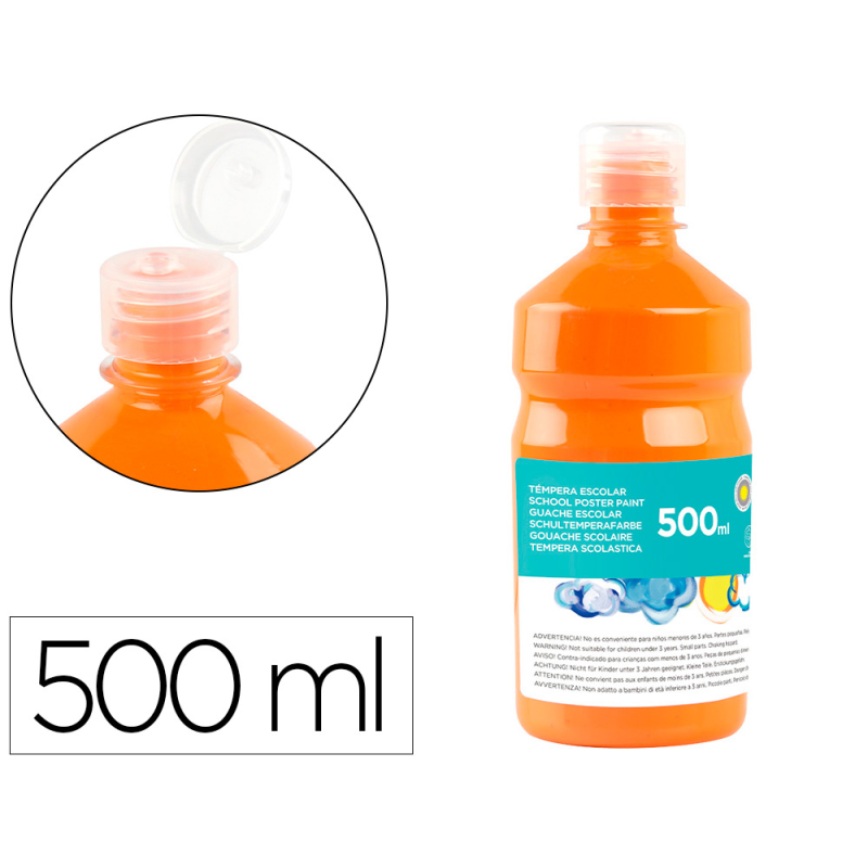 Tempera liquida liderpapel escolar 500 ml naranja