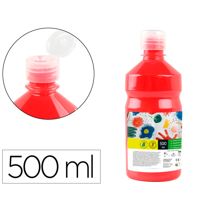 Tempera liquida liderpapel escolar 500 ml rojo