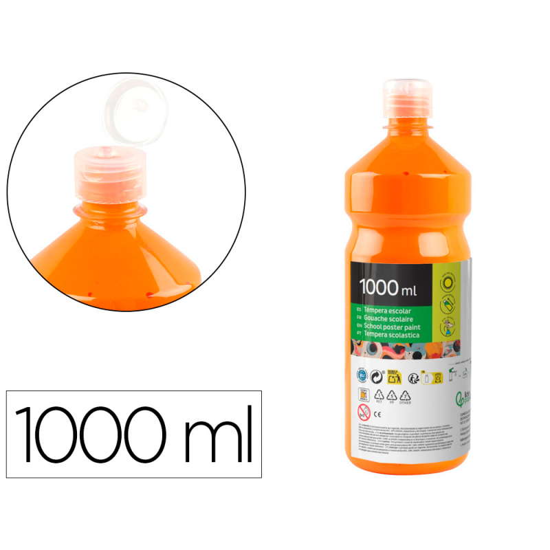 Tempera liquida liderpapel escolar 1000 ml naranja