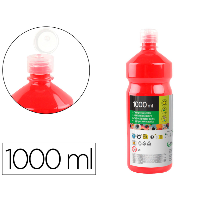 Tempera liquida liderpapel escolar 1000 ml rojo