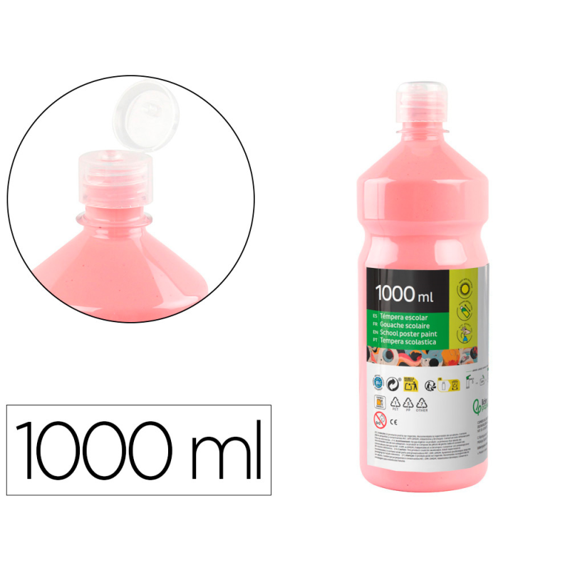 Tempera liquida liderpapel escolar 1000 ml rosa