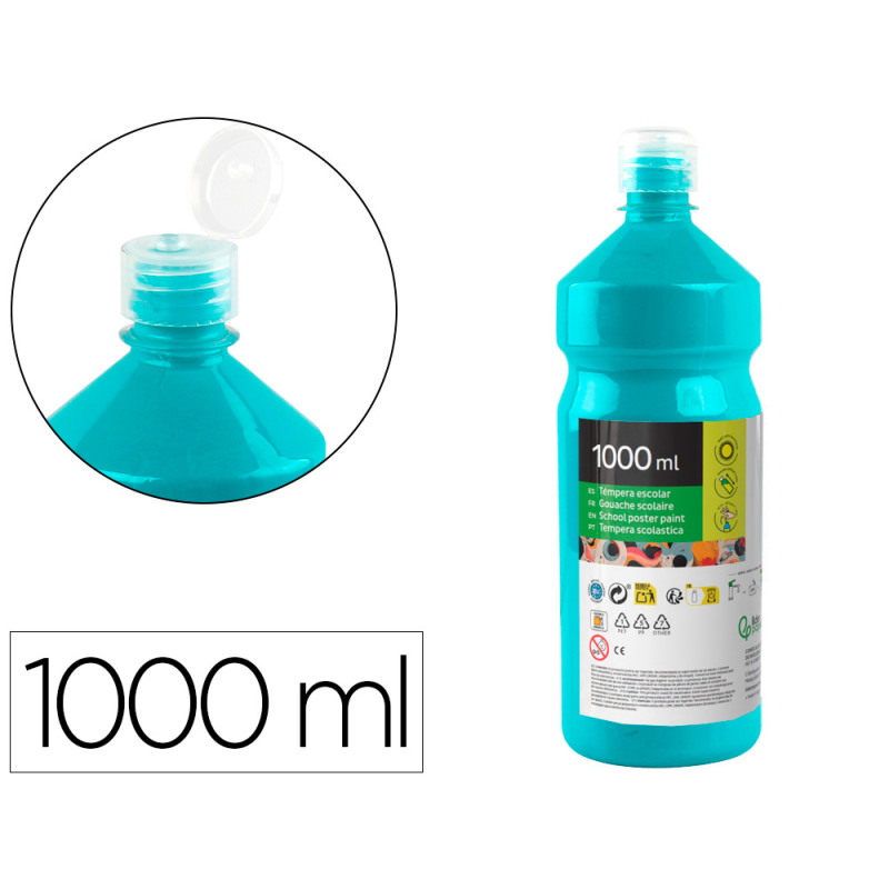 Tempera liquida liderpapel escolar 1000 ml turquesa