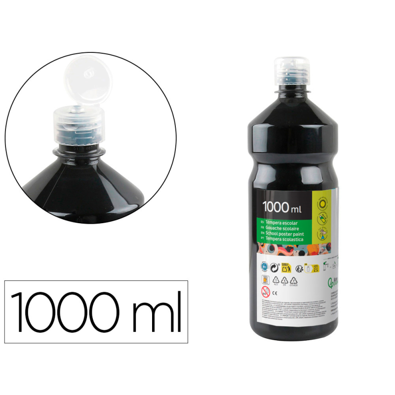 Tempera liquida liderpapel escolar 1000 ml negro