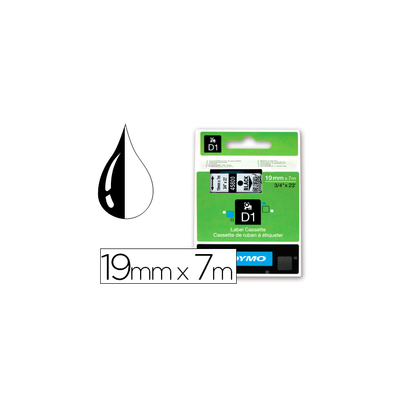 Cinta dymo negro transparente 19mm x 7 mt d1