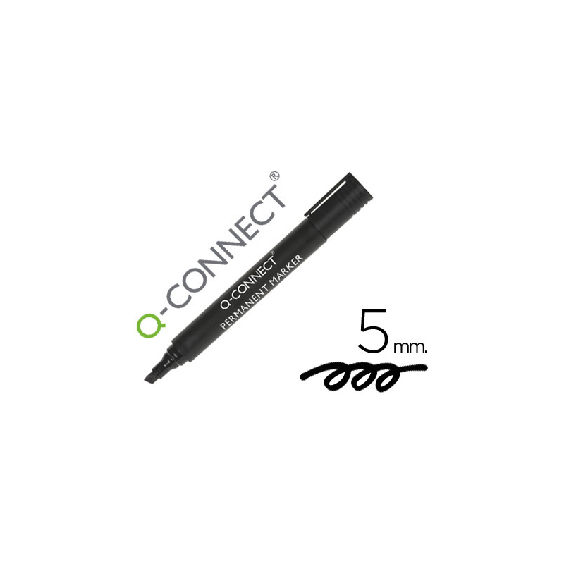 Rotulador q-connect marcador permanente negro punta biselada 5 mm