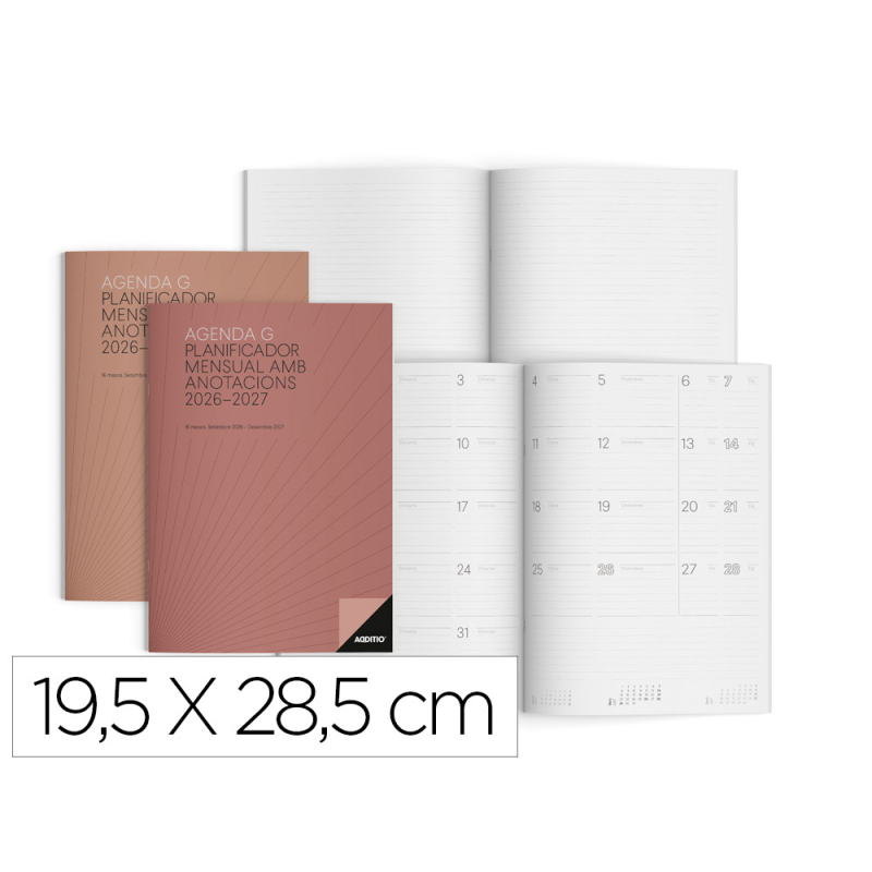 Agenda g mes vista catalan additio planificador 16 meses 195x285 mm colores surtidos