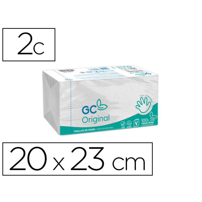 Toalla de papel mano engarzada ecologica 20x23 cm 2 capas paquete con 196 unidades