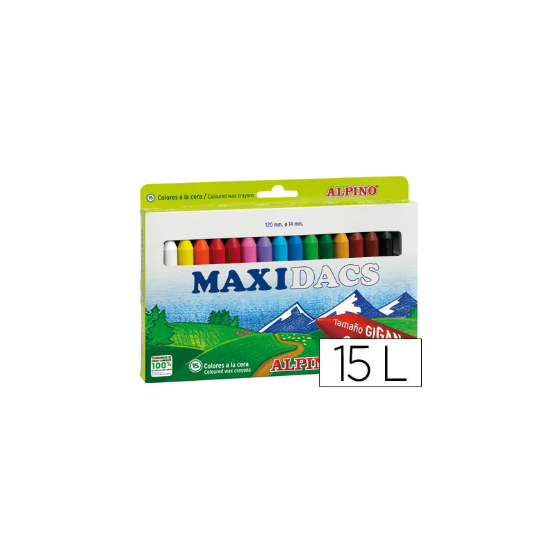 Lapices cera alpino maxidacs caja de 15 unidades colores surtidos