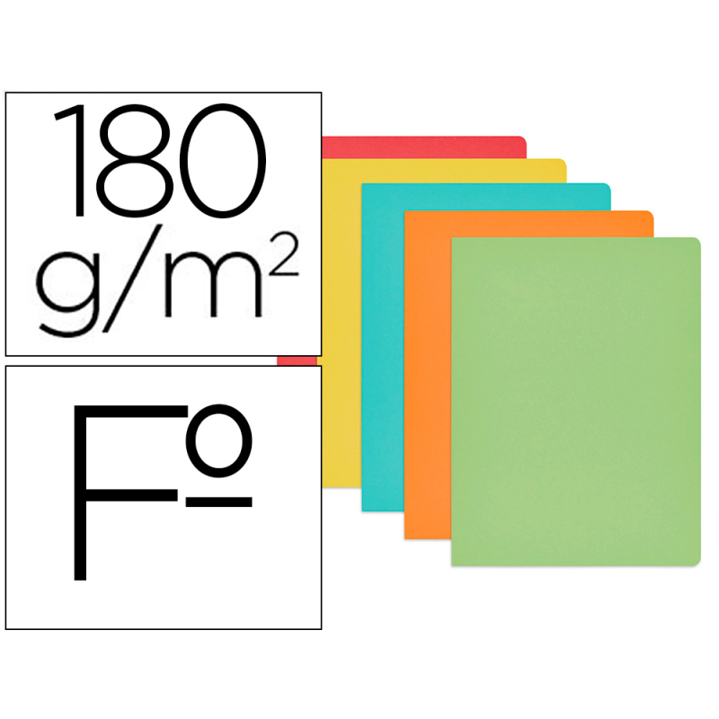 Subcarpeta cartulina gio folio colores surtidos 180 gr/m2 paquete de 50 unidades
