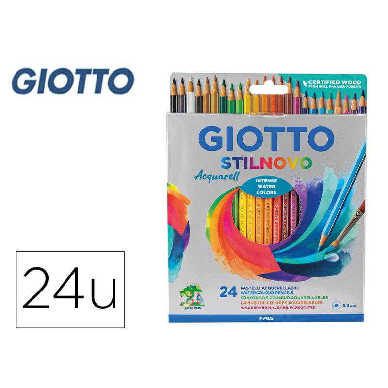 Lapices de colores giotto stilnovo acuarelables caja de 24 colores surtidos