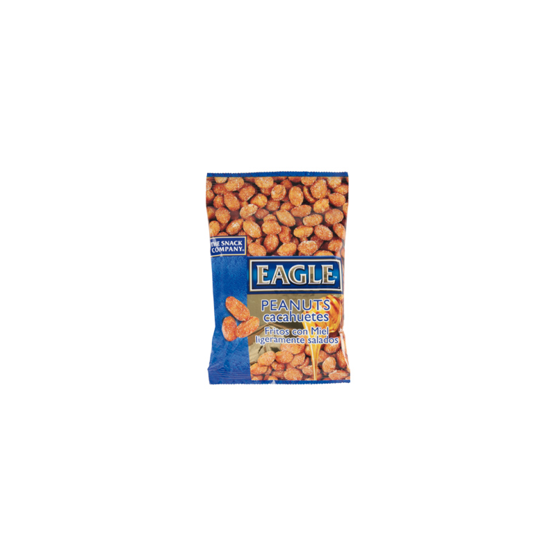 Cacahuetes fritos con miel eagle snacks ligeramente salados bolsa 90 gr