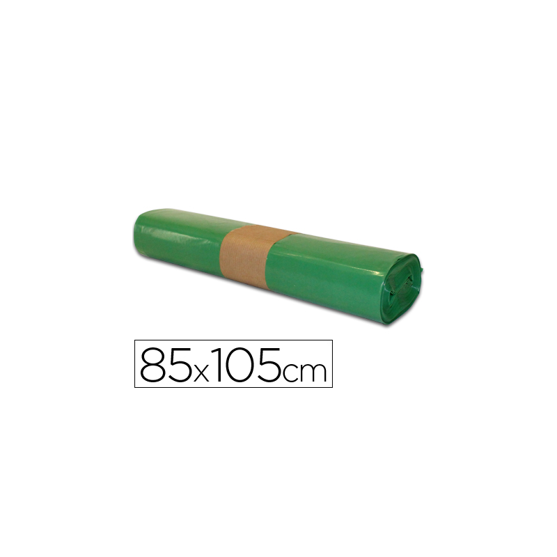 Bolsa basura industrial verde 85x105cm galga 110 rollo de 10 unidades
