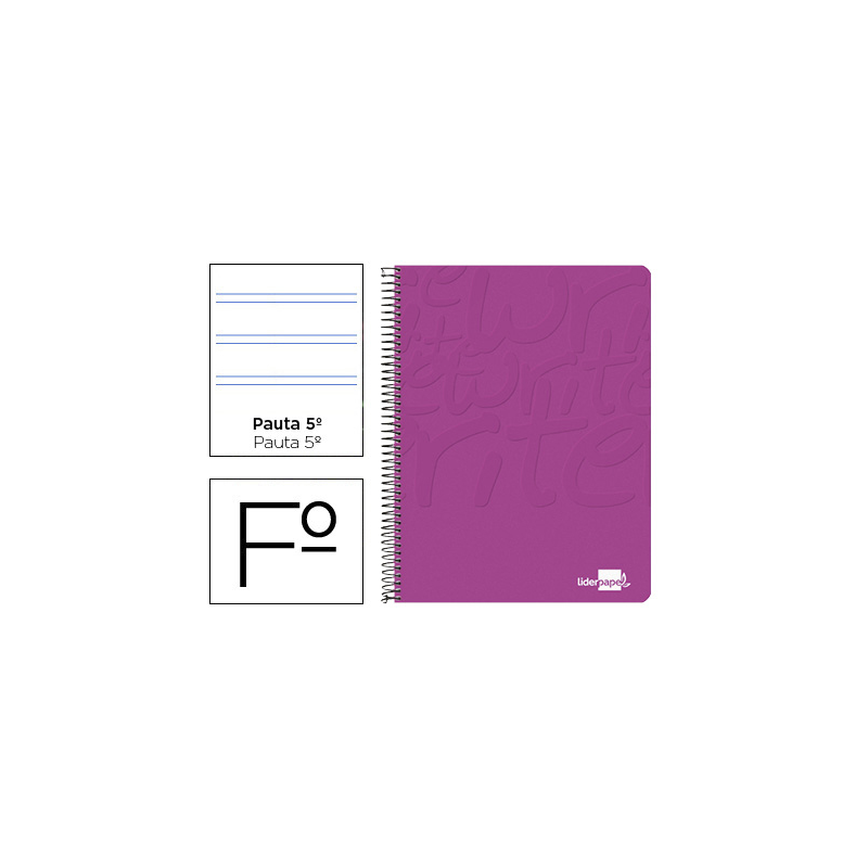 Cuaderno espiral liderpapel folio write tapa blanda 80h 60gr pauta 2,5 mm con margen color rosa