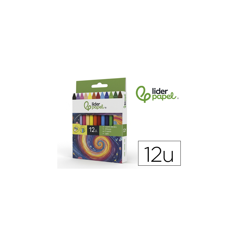 Lapices cera liderpapel caja de 12 unidades colores surtidos