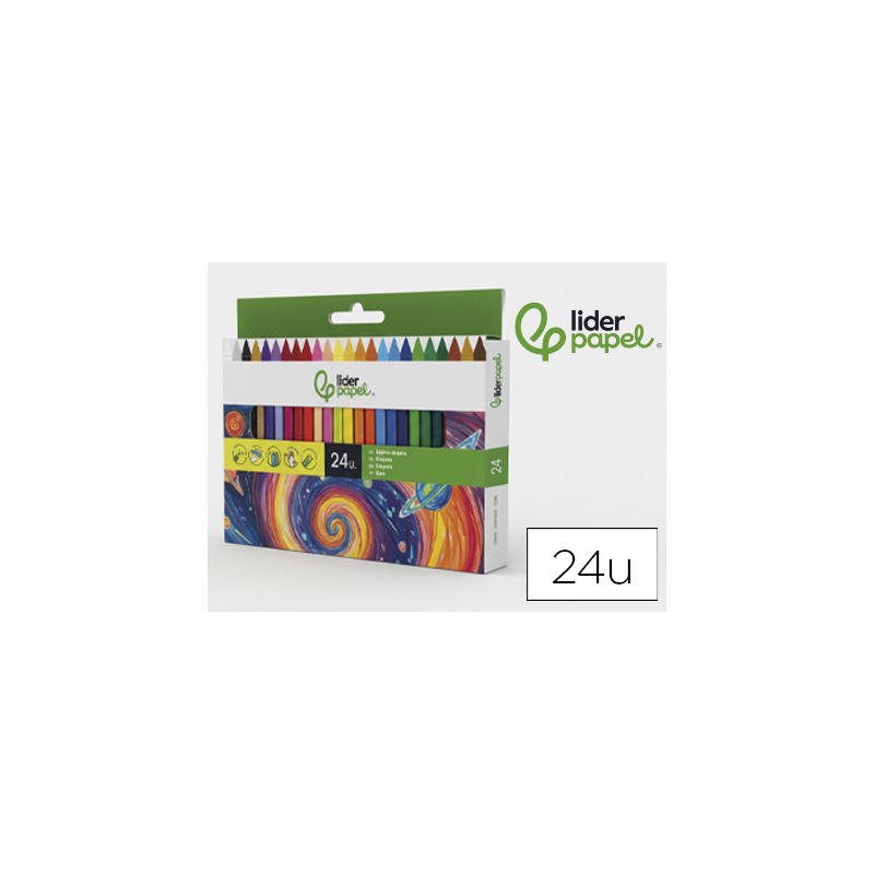 Lapices cera liderpapel caja de 24 unidades colores surtidos
