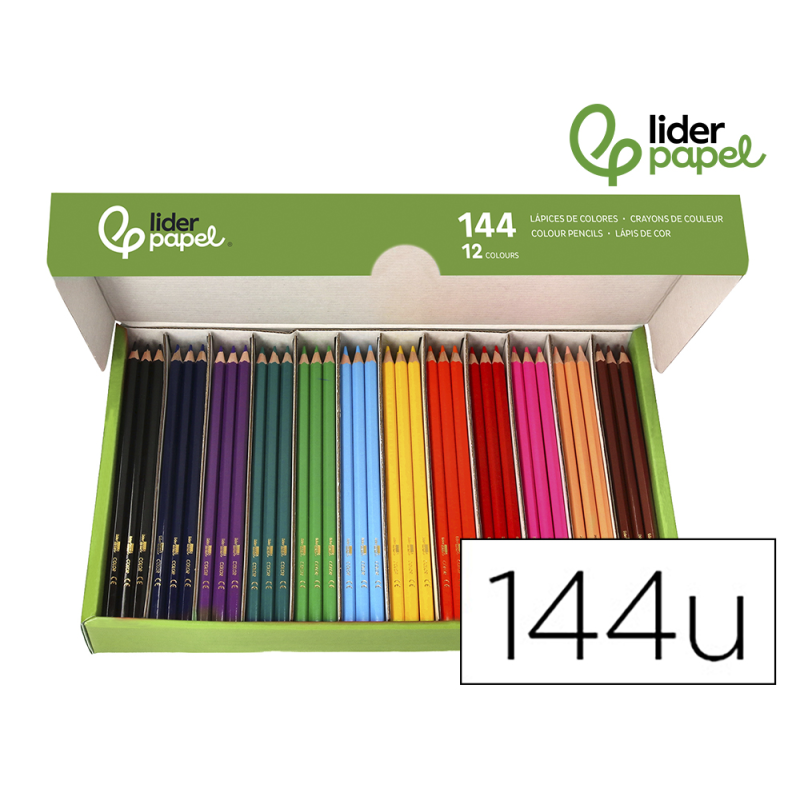 Lapices de colores liderpapel school pack de 144 unidades 12 colores x 12 unidades
