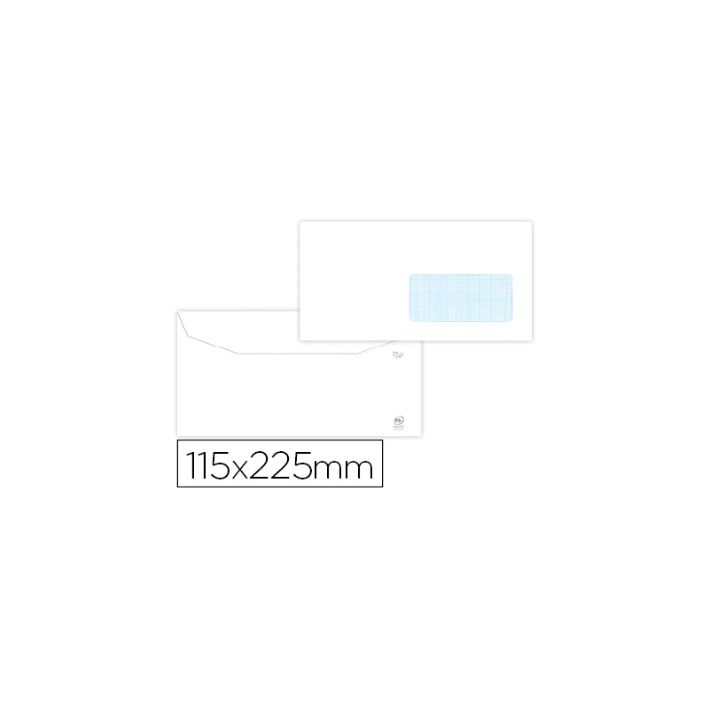 Sobre liderpapel blanco 115x225 mm ventana derecha trapezodial engomada papel offset 80gr caja de 500 unidades