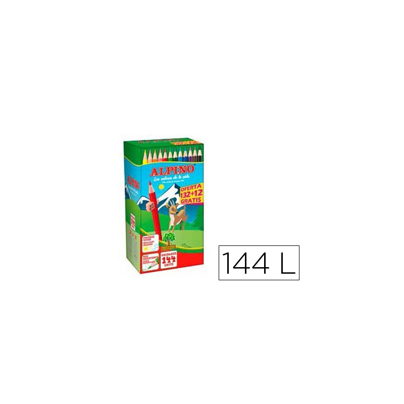 Lapices de colores alpino school pack de 132 + 12 unidades obsequio colores surtidos