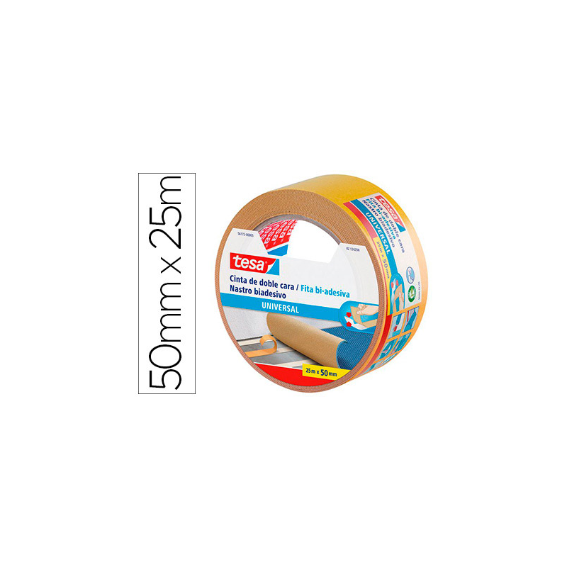 Cinta adhesiva tesa doble cara universal 25 mt x 50 mm