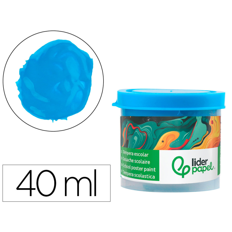 Tempera liderpapel escolar 40 ml azul cian