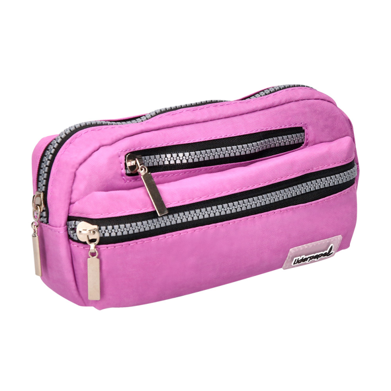 Estuche portatodo liderpapel ovalado 3 bolsillos violeta pastel 195x40x100 mm