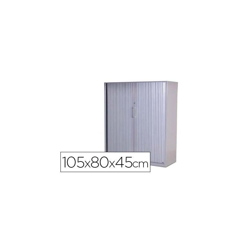 Armario metalico rocada dos puertas tipo persiana con dos baldas serie store 105x80x45 cm acabado gris/gris