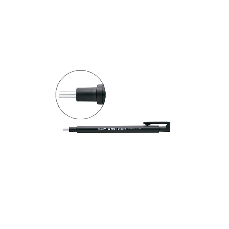 Portagomas tombow mono zero con clip goma redonda 2,3 mm diametro color negro