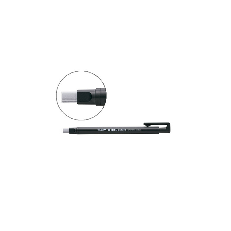 Portagomas tombow mono zero con clip goma rectangular 2,5 x 5 mm color negro