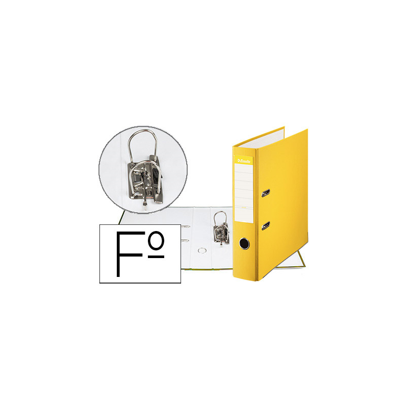 Archivador de palanca esselte carton forrado pvc folio lomo de 75 mm con rado amarillo