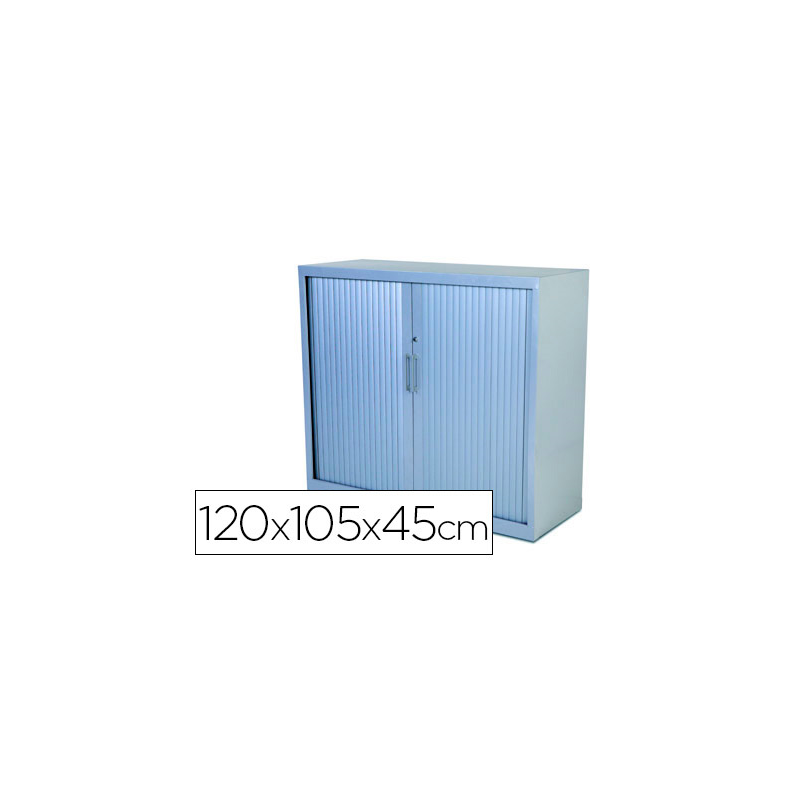 Armario metalico rocada dos puertas tipo persiana con dos baldas serie store 105x120x45 cm acabado gris/gris