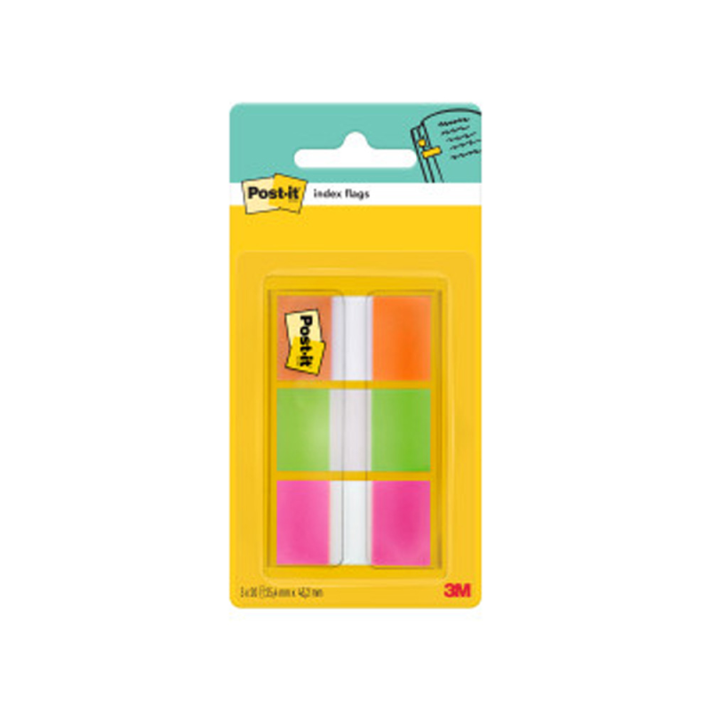 Banderitas separadoras post-it index 680 naranja lima y rosa dispensador funda 3x20