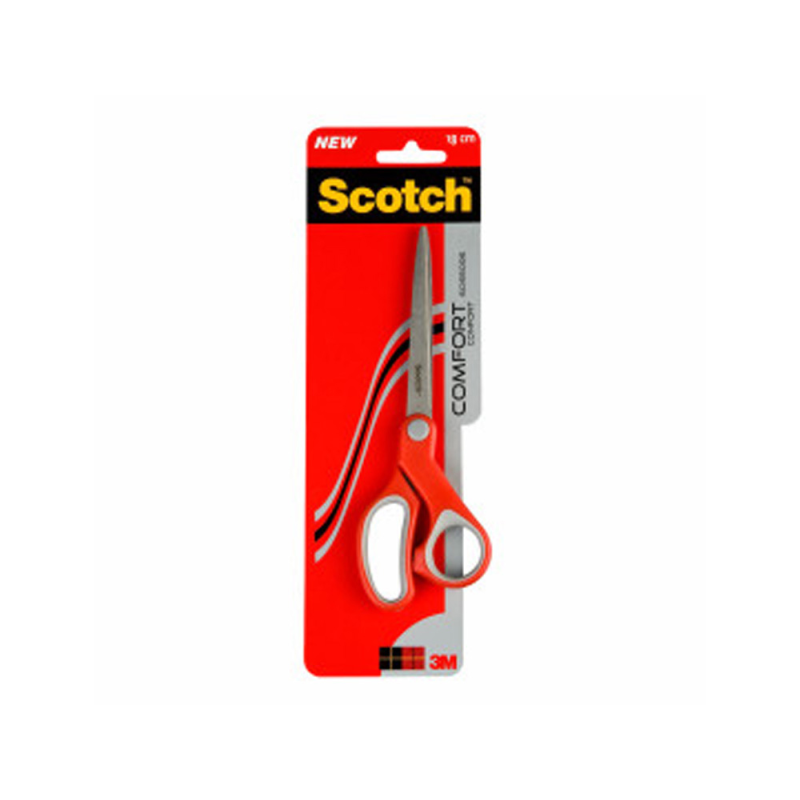 Tijera oficina scotch confort 18 cm de acero inoxidable mango ergonomico ambidiestros