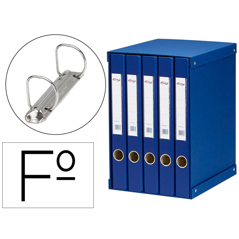 Modulo pardo 5 archivadores de palanca folio 2 anillas 25 mm azul 350x230x300 mm